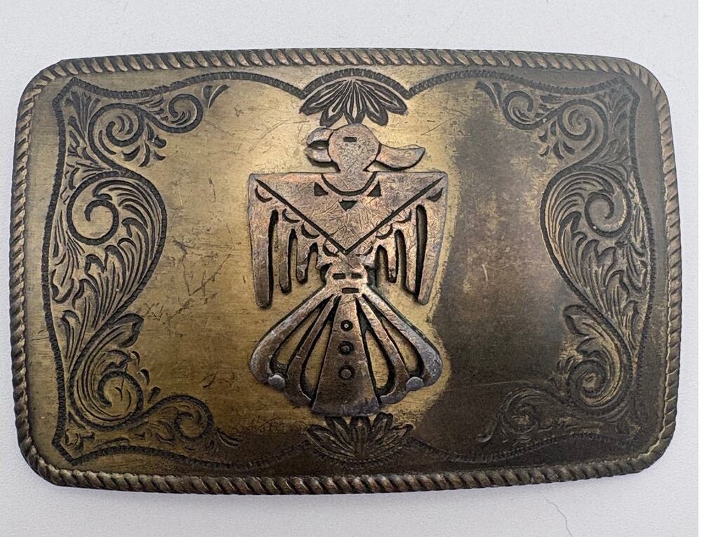 Vintage Western Thunderbird Engraved Southwest Native Style Belt Buckle